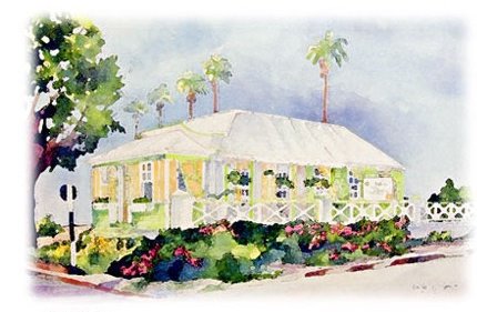 Watercolour painting of the Victoria Florist shop in St. Michael, Barbados.